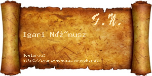 Igari Nónusz névjegykártya
